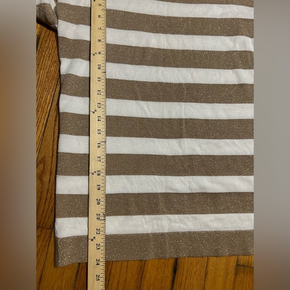 J Crew Metallic Gold White Wide Stripe Roll Tab LS Tee Pima Cotton Wool Size Sm - Picture 5 of 7